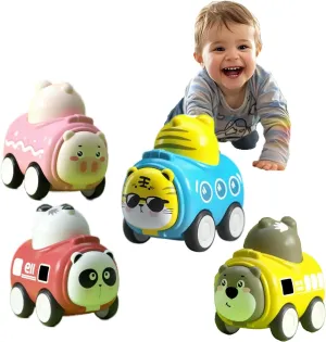 Animal Press and Go Car Set for Toddlers,Fun Whistle Toys for Kids 3 ,Perfect Birthday, Interactive Play for Kids Age 3 ,Ideal for Family Bonding & Party Favors (red)