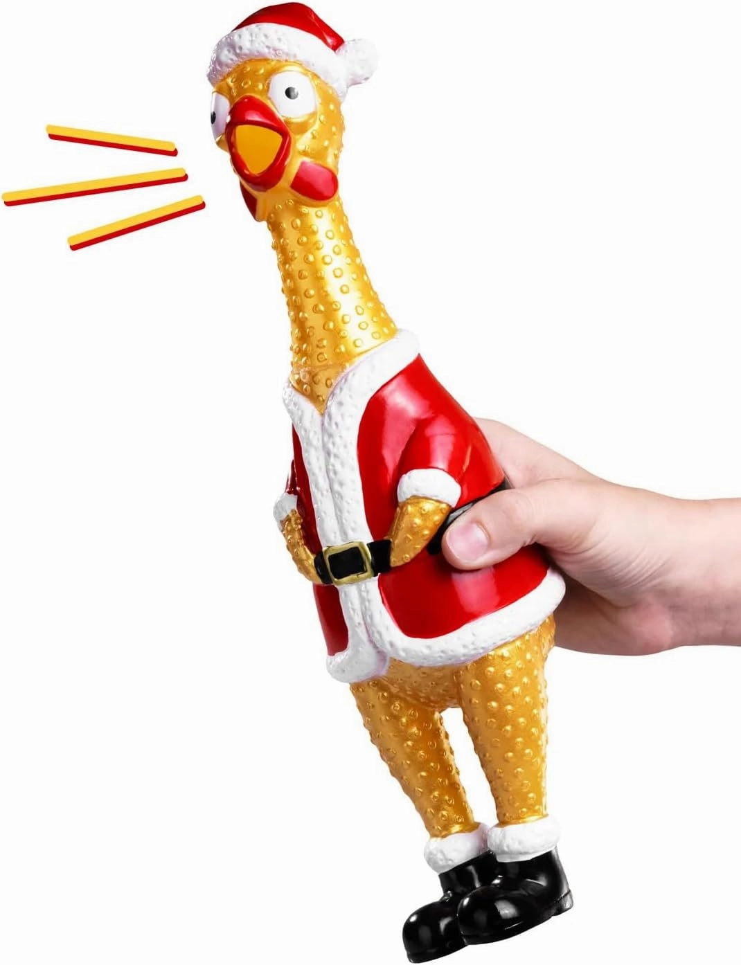 ANIMOLDS Squeeze Me Christmas Chicken- Hilarious Screaming Rubber Chicken Toy for Kids Novelty Squeaky Toy | The Perfect Stocking Stuffers for Kids and Adults (6 PK)