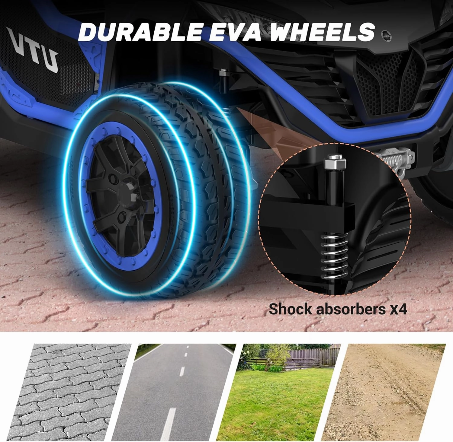 ANPABO 24V 2 Seater Ride On Dump Truck, 4x75W, Max 5 Mph, EVA Tire, Kids Electric Car with Electric Dump Bed, Shovel, Music, 24V Ride On Toy UTV w/Parent Remote Control for Ages 3-8, Blue