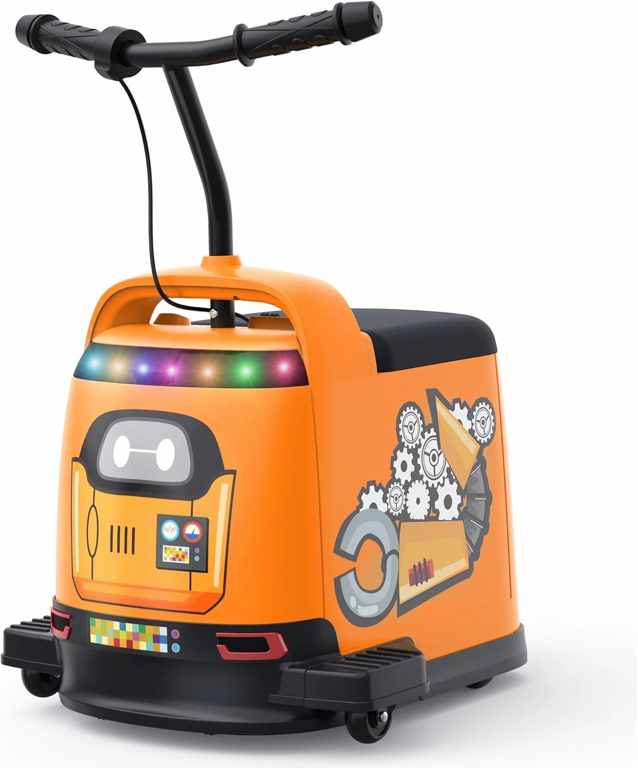 ANPABO Kids Riding Toys, 12V Ride On Toys w/Stepless Throttle, Safety Speed Limit, Music & LED Lights for Indoor/Outdoor Play, Electric Cars for Kid Ages 3-6, Orange