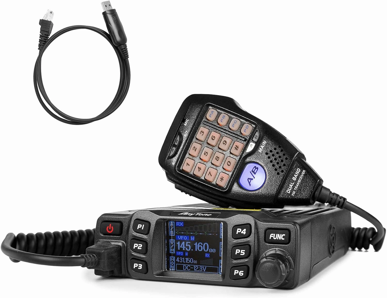 AnyTone AT-778UV II Mobile Ham Radio 25 Watt Mini Dual Band VHF UHF Two Way Radios Compact Amateur Transceiver for Car Vehicle, Support Chirp Black