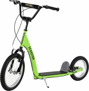 Aosom Youth Scooter Kick Scooter for Kids 5  with Adjustable Handlebar 16" Front and 12" Rear Dual Brakes Inflatable Wheels