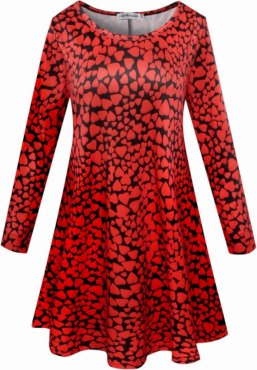 Aphratti Women's Long Sleeve Funny Printed Holiday Dress Casual Spring Tunic Tops to Wear with Leggings