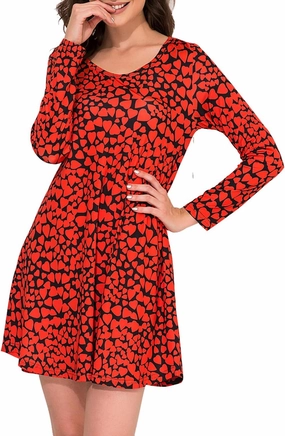 Aphratti Women's Long Sleeve Funny Printed Holiday Dress Casual Spring Tunic Tops to Wear with Leggings