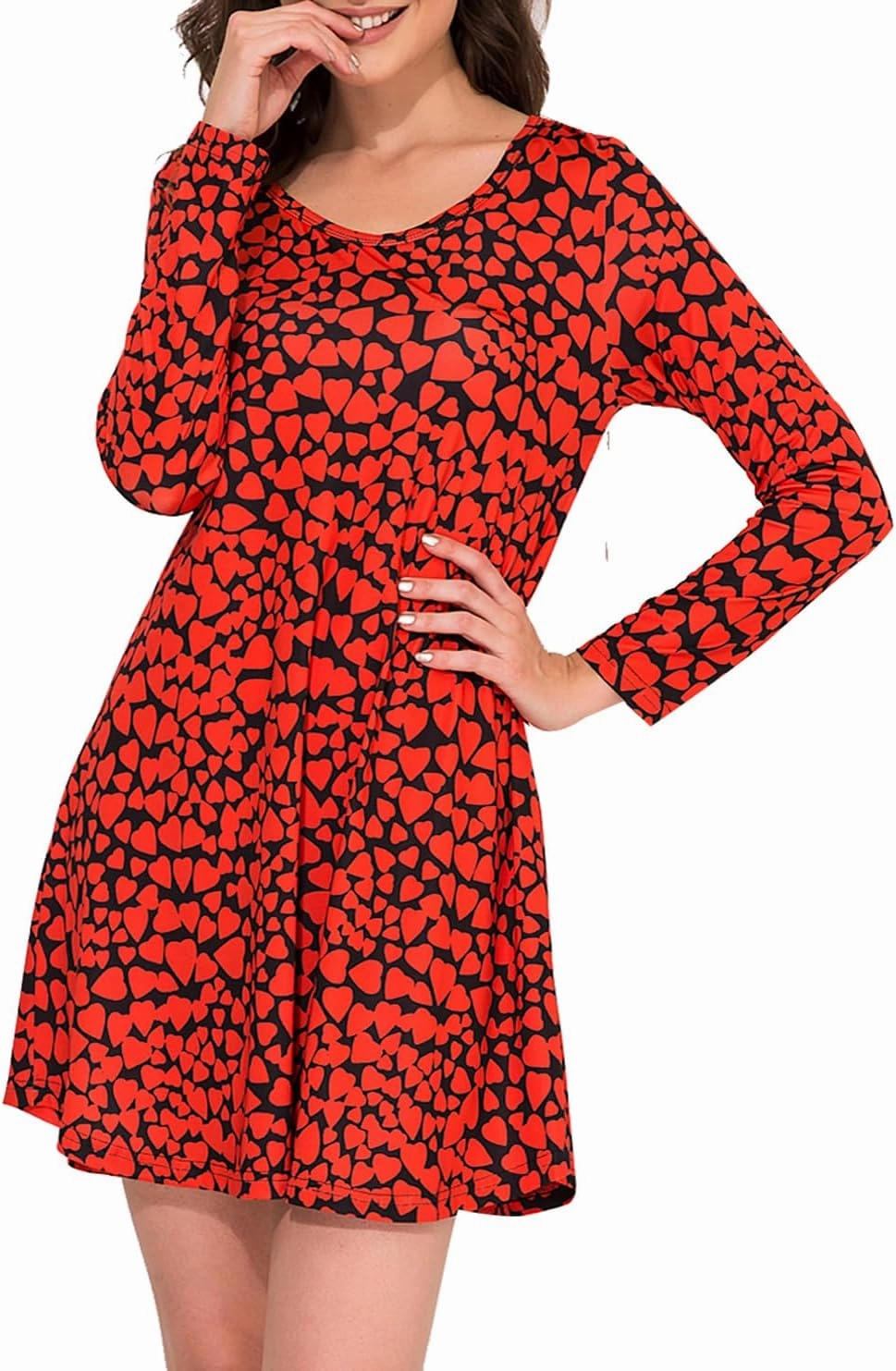 Aphratti Women's Long Sleeve Funny Printed Holiday Dress Casual Spring Tunic Tops to Wear with Leggings