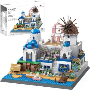 Apostrophe Games Santorini Building Block Set - 1372 Pieces - Model Building Blocks for Adults and Kids - Greece's Island Architecture Kit Famous Landmark Series