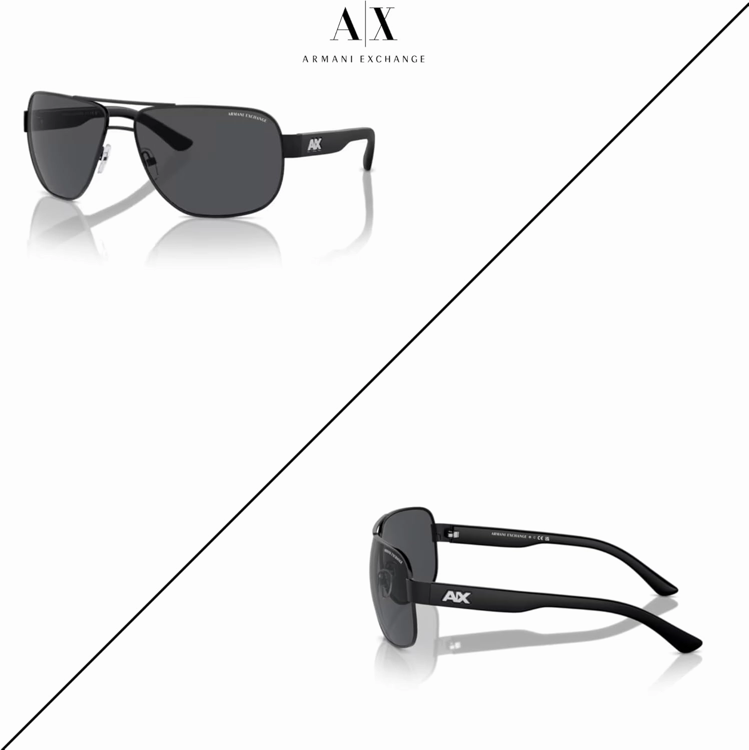 Armani Exchange AX2034S Aviator Sunglasses for Men   BUNDLE with Designer iWear Care Kit