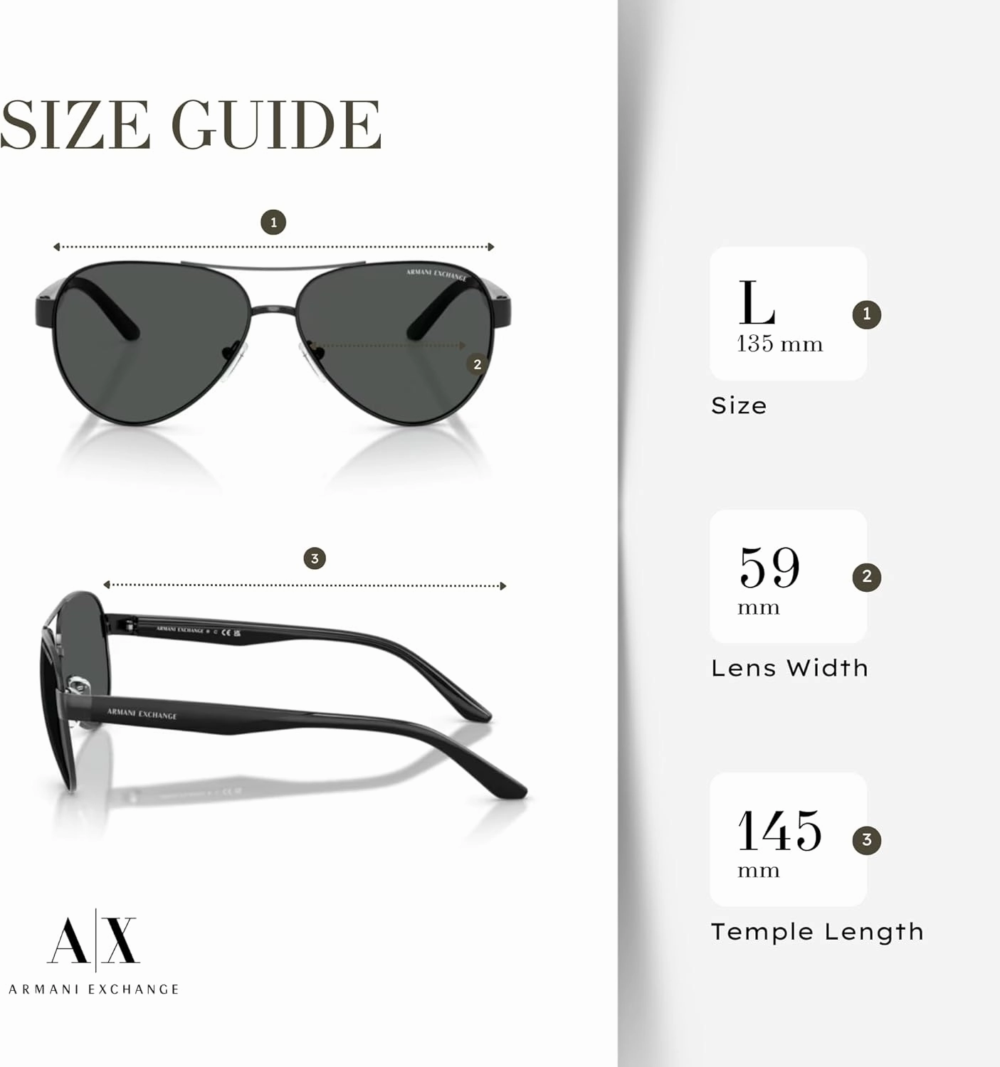 Armani Exchange AX2034S Aviator Sunglasses for Men   BUNDLE with Designer iWear Care Kit