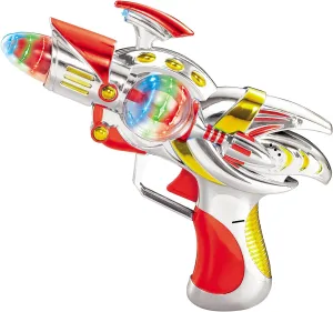 ArtCreativity Red Super Spinning Space Blaster Gun with Flashing LEDs and Sound Effects, Cool Futuristic Toy Gun with Batteries Included, Great Gift Idea for Kids