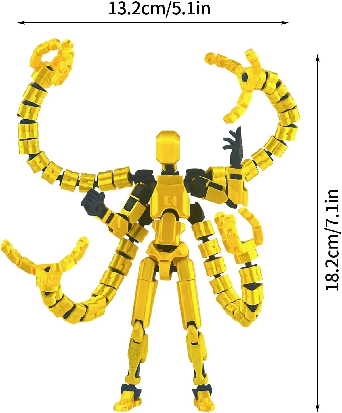 Articulated Robot Tentacles T13 Action Figure Titan 13 Dummy 13 Figure Robot 13 Lucky 13 Figure 3D Printed Multi-Jointed Movable for Stop Motion Animation Adult Desktop Decor