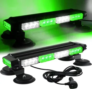 ASPL 16.8 Inch LED Strobe Flashing Light Bar, 26 Flashing Modes High Intensity Emergency Hazard Warning Beacon Lights with Magnetic Base for Car Trucks Trailer Roof Safety (Green White Green White)