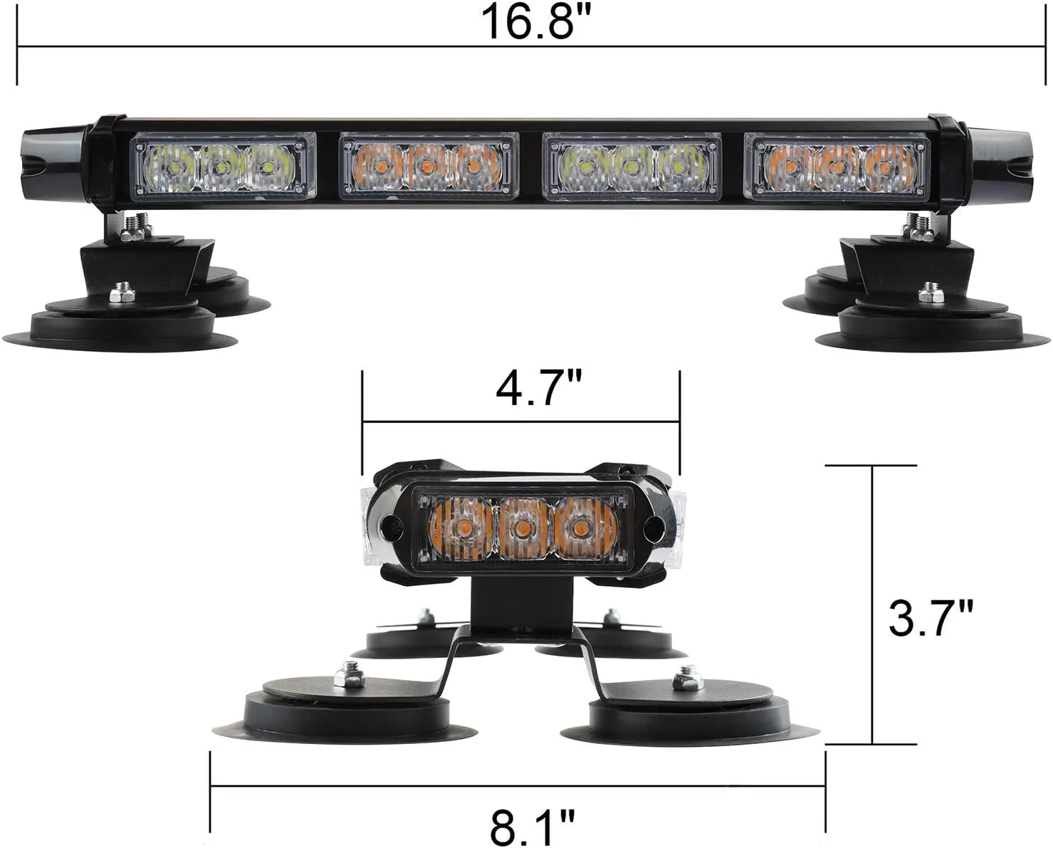 ASPL 16.8 Inch LED Strobe Flashing Light Bar, 26 Flashing Modes High Intensity Emergency Hazard Warning Beacon Lights with Magnetic Base for Car Trucks Trailer Roof Safety (Green White Green White)