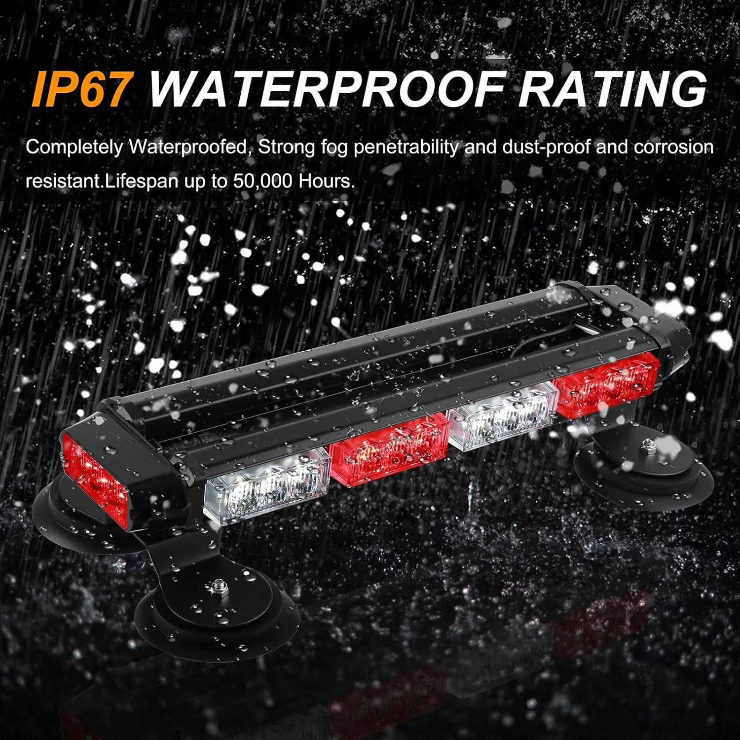 ASPL 16.8 Inch LED Strobe Flashing Light Bar, 26 Flashing Modes High Intensity Emergency Hazard Warning Beacon Lights with Magnetic Base for Car Trucks Trailer Roof Safety (Red White Red White)