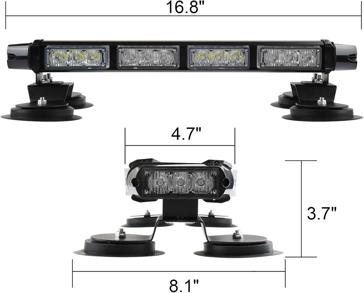 ASPL 16.8 Inch LED Strobe Flashing Light Bar, 26 Flashing Modes High Intensity Emergency Hazard Warning Beacon Lights with Magnetic Base for Car Trucks Trailer Roof Safety (Red White Red White)