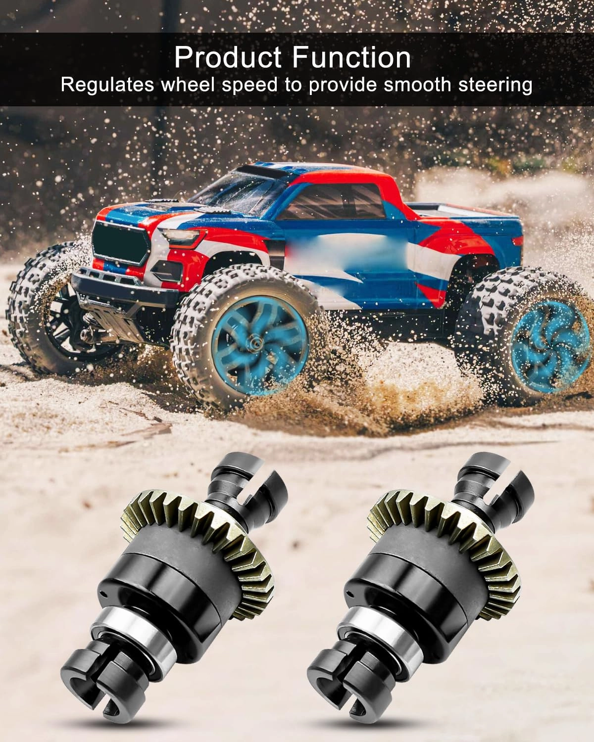 Assembled Differential 30T 0.8Mod V2 Fit for 1/18 ARRMA GROM Typhon Granite GROM Mini Mojave GROM 2S, 2PACK Black