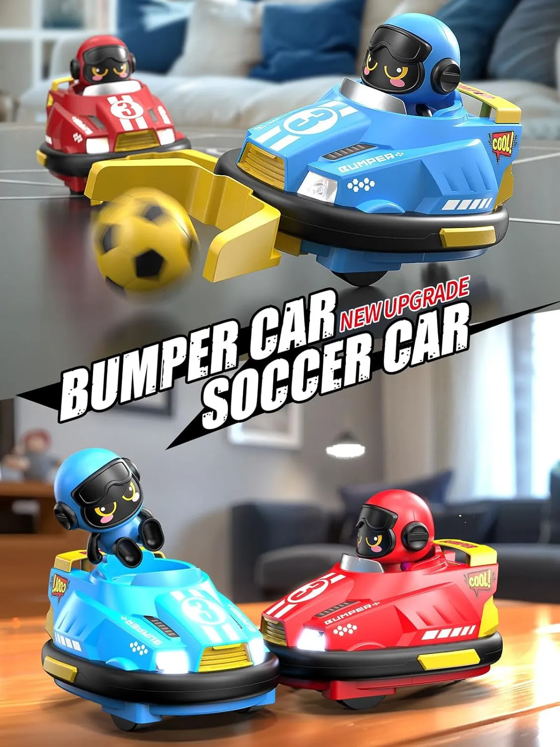 ATHLERIA 2pcs Remote Control Bumper Car Toys for Boys Girls,RC Race Vehicles,Two Player Competitive Games,Christmas Birthday Gifts for 3 4 5 6 7 8-12 Years Old Toddlers Boys Girls Teens(Blue Pink)
