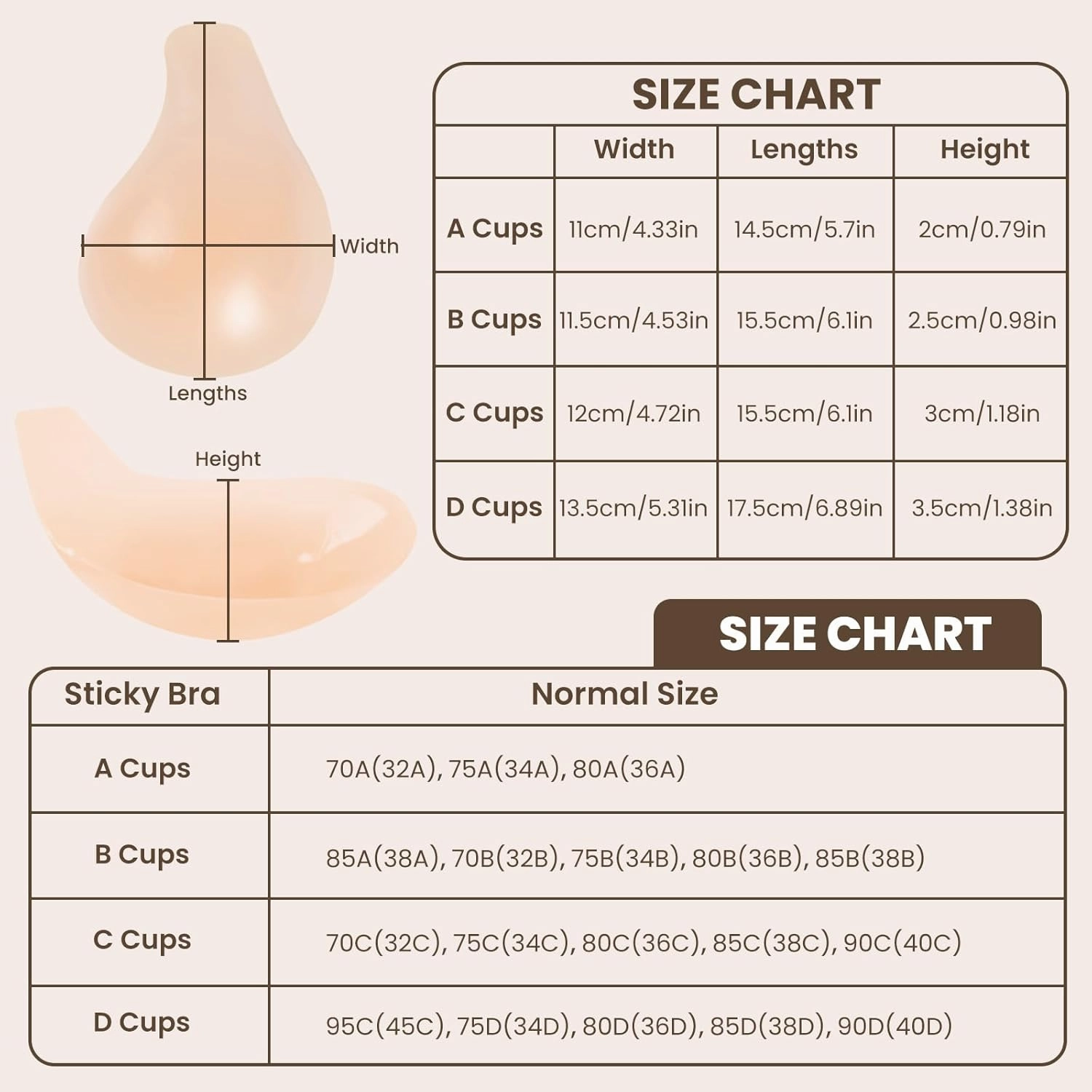 Aunpoos Sticky Bra Adhesive Lifting Backless Push Up Strapless Bras Silicone Stick on Invisible Bra for Women Nipple Covers