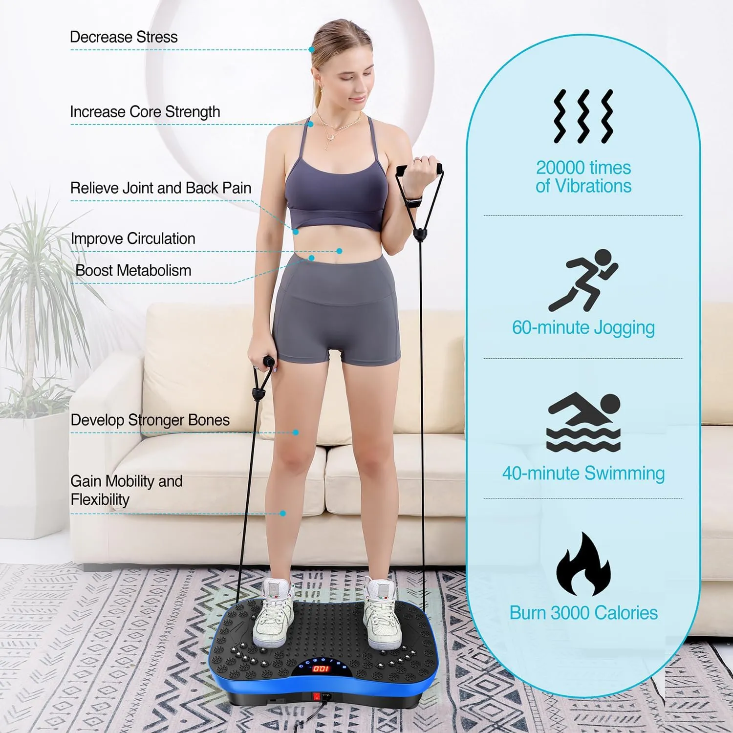 AXV Vibration Plate Exercise Machine Whole Body Workout Portable Mini Vibrate Fitness Platform Lymphatic Drainage Machine for Weight Loss Shaping Toning Wellness Home Gyms Workout (Mini)
