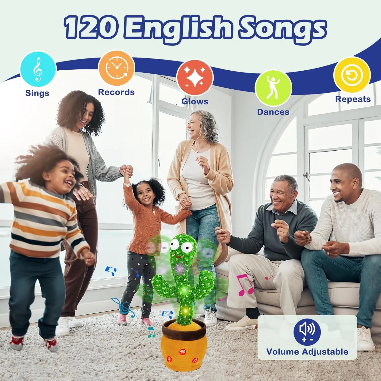 Ayeboovi Dancing Talking Cactus Baby Toy, Mimicking Recording Cactus Toy Repeats What You Say, Singing 120 Songs Toddler Toys Gifts for Birthday Autism Toys Easter Basket Stuffers for Kids