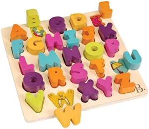 B. toys- Alpha B. Tical– Wooden Alphabet Puzzle – 26 Letter Pieces – Chunky Wooden Puzzle – Educational Toys for Toddlers, Kids – 18 Months  