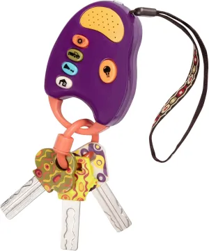 B. toys – Toy Car Keys – Key Fob with Lights & Sounds – Interactive Baby Toy – Pretend Keys for Babies, Toddlers – 10 Months   – FunKeys – Purple