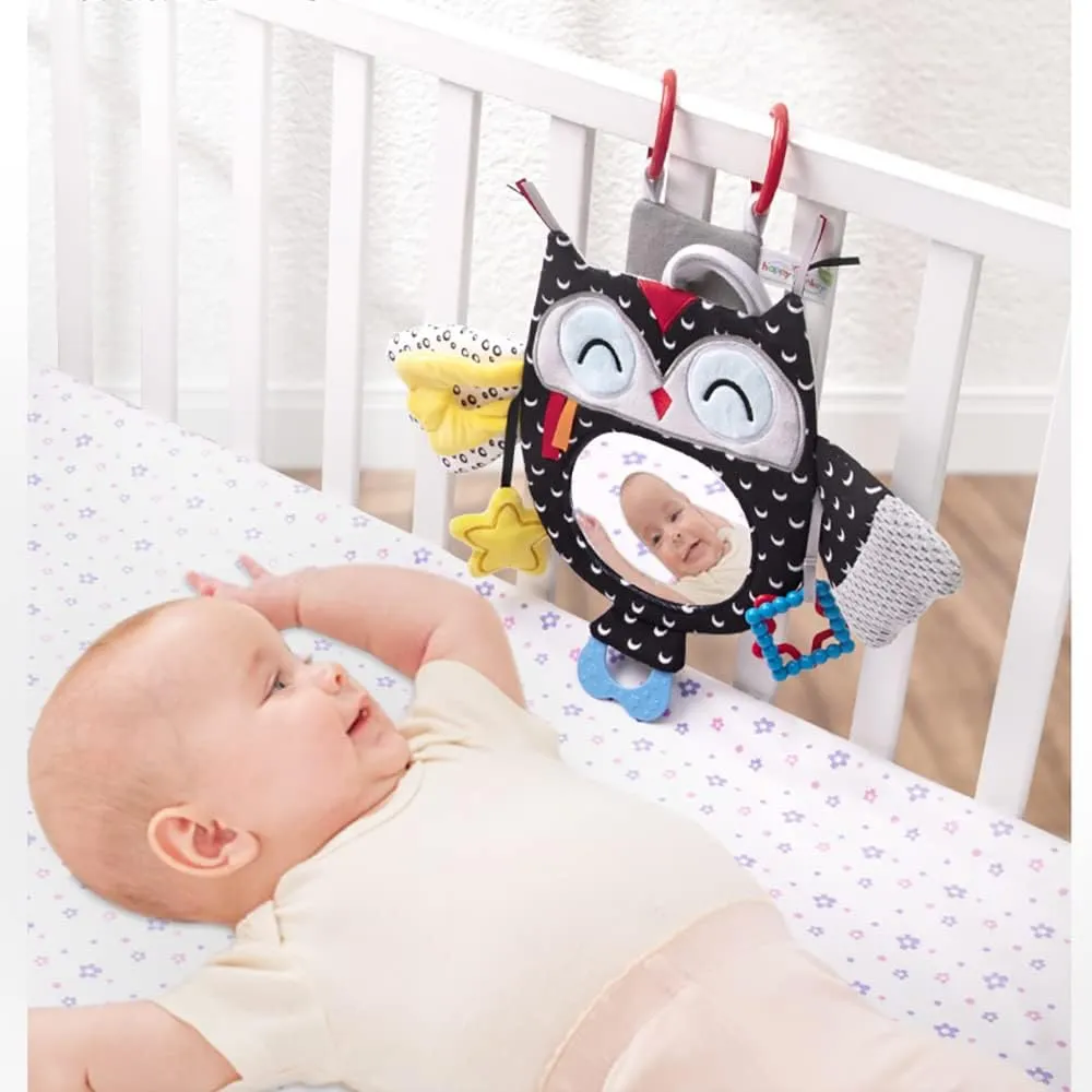 Baby Black and White Toy with in-Sight Car Mirror for Hanging car seat, Stroller, Crib, High Contrast Baby Toys for Neborn Tummy time (White&Black)