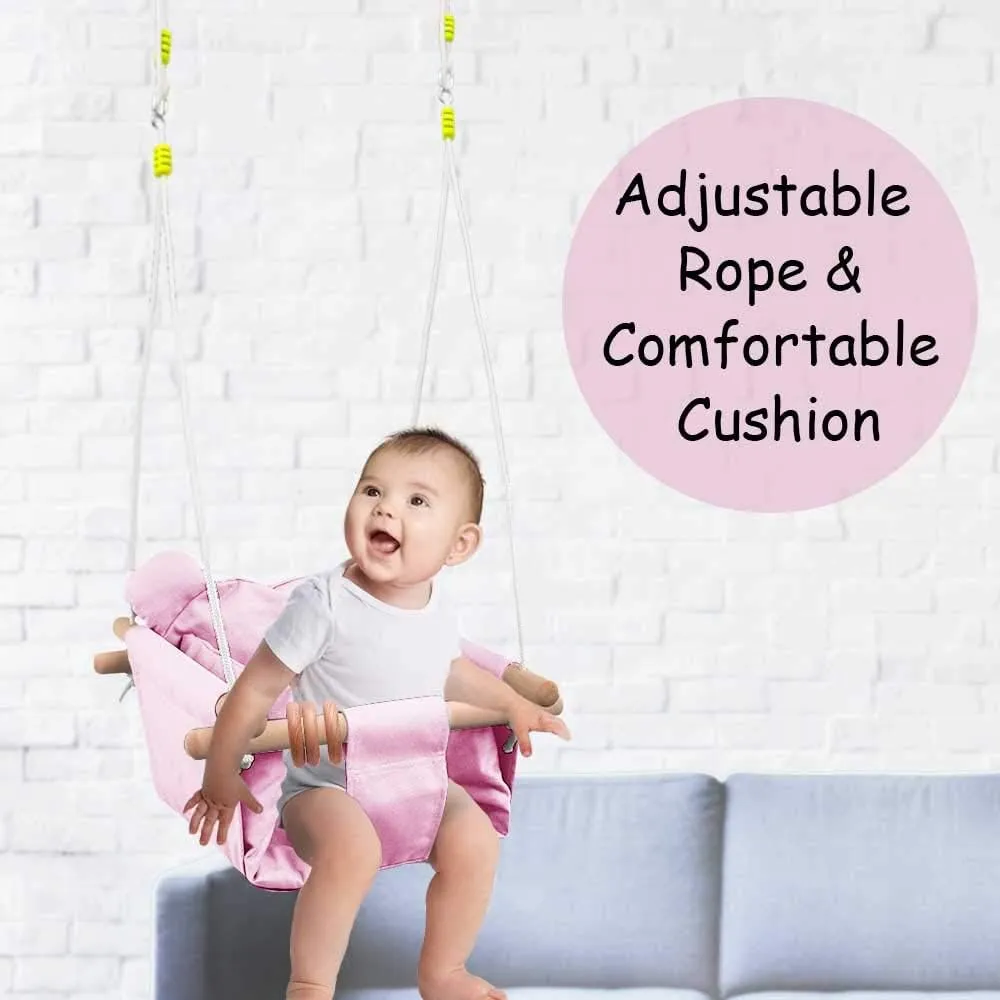 Baby Canvas Hanging Swing Seat Toddler Secure Indoor & Outdoor Baby Hammock Toy Pink