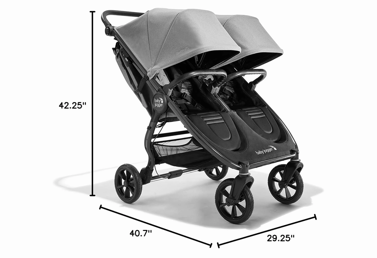 Baby Jogger City Mini GT2 All-Terrain Double Stroller with Forever Air Rubber Tires and All-Wheel Suspension Pike Exclusive Includes Belly Bars Leatherette Handlebar and Premium Fabric