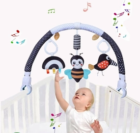 Baby Stroller Arch Toys, Pau1Hami1ton Car Seat Toys,Bouncer Toy Bar/Mobile for Bassinet,Adjustable Baby Hanging Toys Fit for Crib Bed,Stroller,Car Seat,Gifts.S-19(Black Bee)