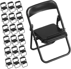Balacoo 32Pcs Miniature Folding Chairs Portable Phone Stand for Dollhouse Decor Viewing Angles Cute Tiny Folding Chair Holder Compatible with Multiple Phone Models