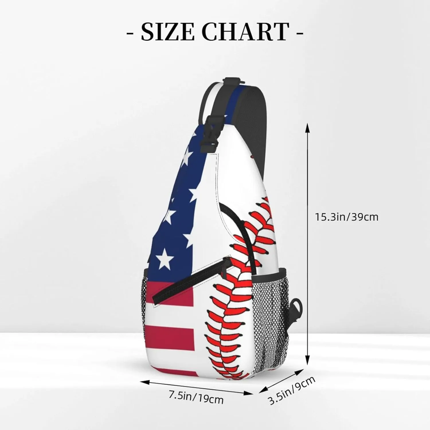 Baseball American Flag Outdoor Crossbody Shoulder Bag For Unisex Young Adult Hiking Bicycling
