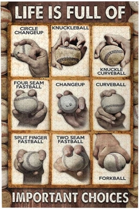 Baseball Pitching Grips Cheat Sheet 1000 Pieces Jigsaw Puzzles for Adults Children - Exercise Patience Puzzle Game - Education Intellectual Large Puzzle Game Toys Gift