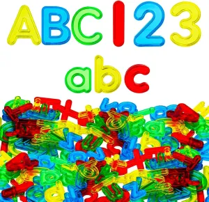 Bbiamsleep 134 Pcs Multi-Color Plastic Letters and Numbers Transparent Letters and Numbers Plastic Alphabet Letters Light Table Manipulatives for Counting and Spelling, Ages 3 