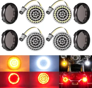 Benlari 1157 LED Turn Signals Front Rear 1156 Lights Black-Finish Bulbs Smoke Lenses Compatible for Harley Davidson Dyna Softail Sportster Touring Street Glide Road Glide Iron 883 1200 72 48