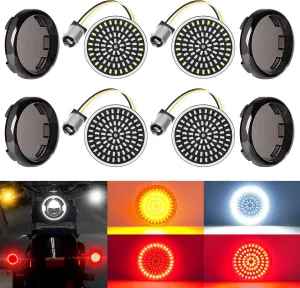 Benlari 1157 LED Turn Signals Front Rear 81 LED Lights Super Bright 1156 Bulbs Lens Kit 1986-2024 Compatible for Harley Davidson Touring Dyna Softail Sportster Street Glide Road Glide Iron 883