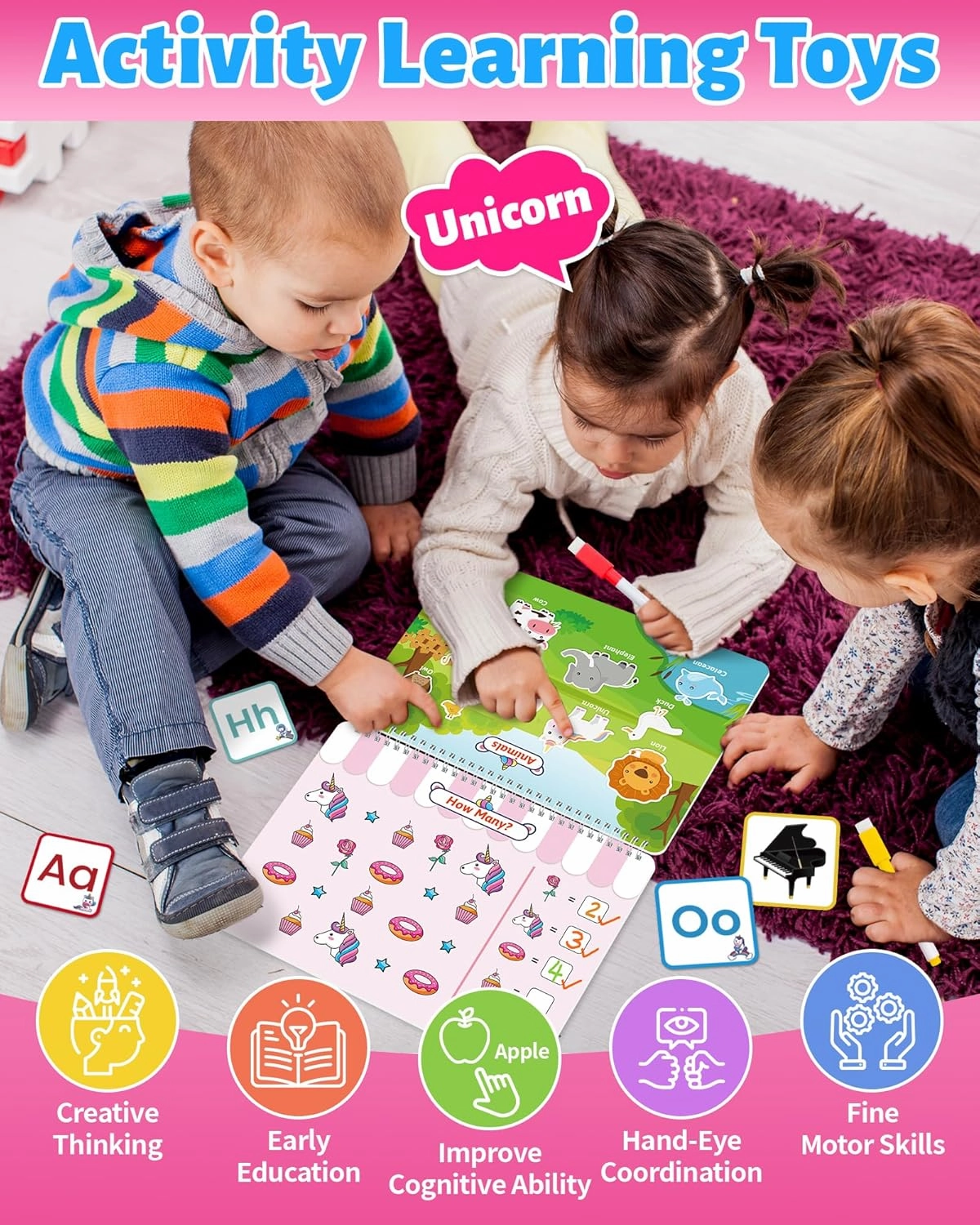 Benresive Montessori Busy Book for Toddlers 3-5, Preschool Toddler Learning Activities Crafts, Sticker Books for 3 4 5 Year Old Boys Girls Birthday Gifts, Autism Sensory Toys