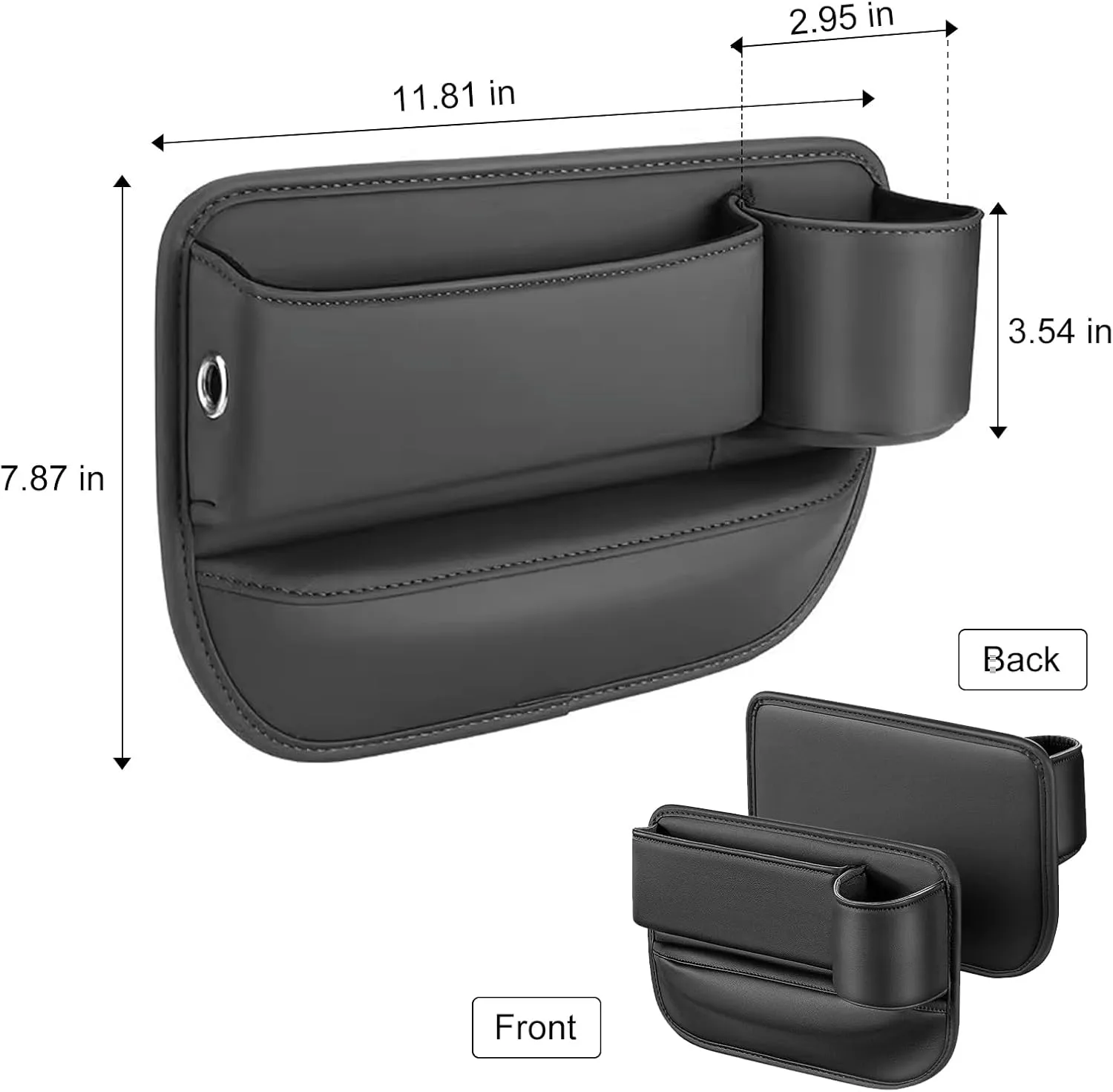 Berimat for Car Leather Cup Holder Gap Space Bag Car Seat Gap Filler Organizer Leather Seat Storage Box with Cup Holder Universal Adjustable Gap Bag for Phones Cards (Beige, A pair)
