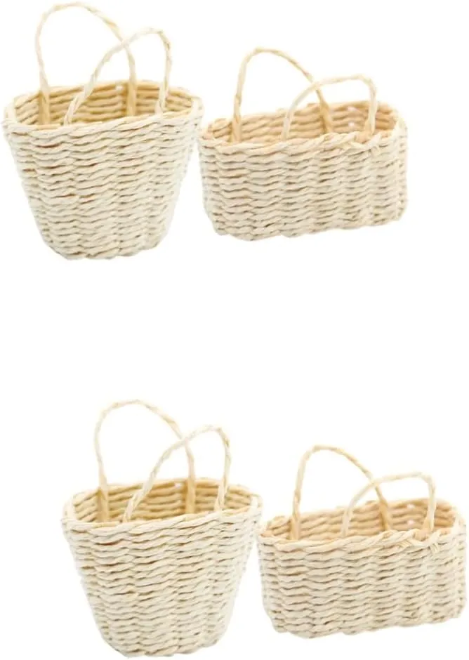 BESPORTBLE 2sets Miniature Basket Dollhouse Decoration Home Decor Mini House Supplies Craft Basket Miniature Adorn 2pcs*2