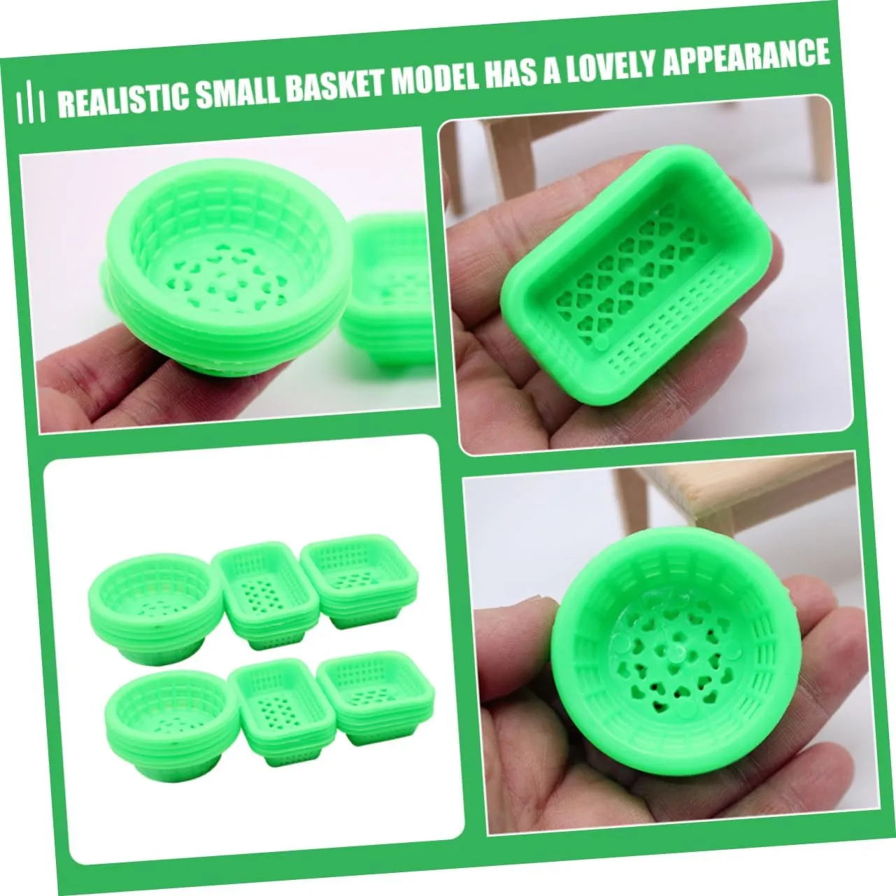 BESPORTBLE 5sets Dollhouse Miniature Basket Abs Material Mini Storage Basket Model Lively Design 30pcs*5