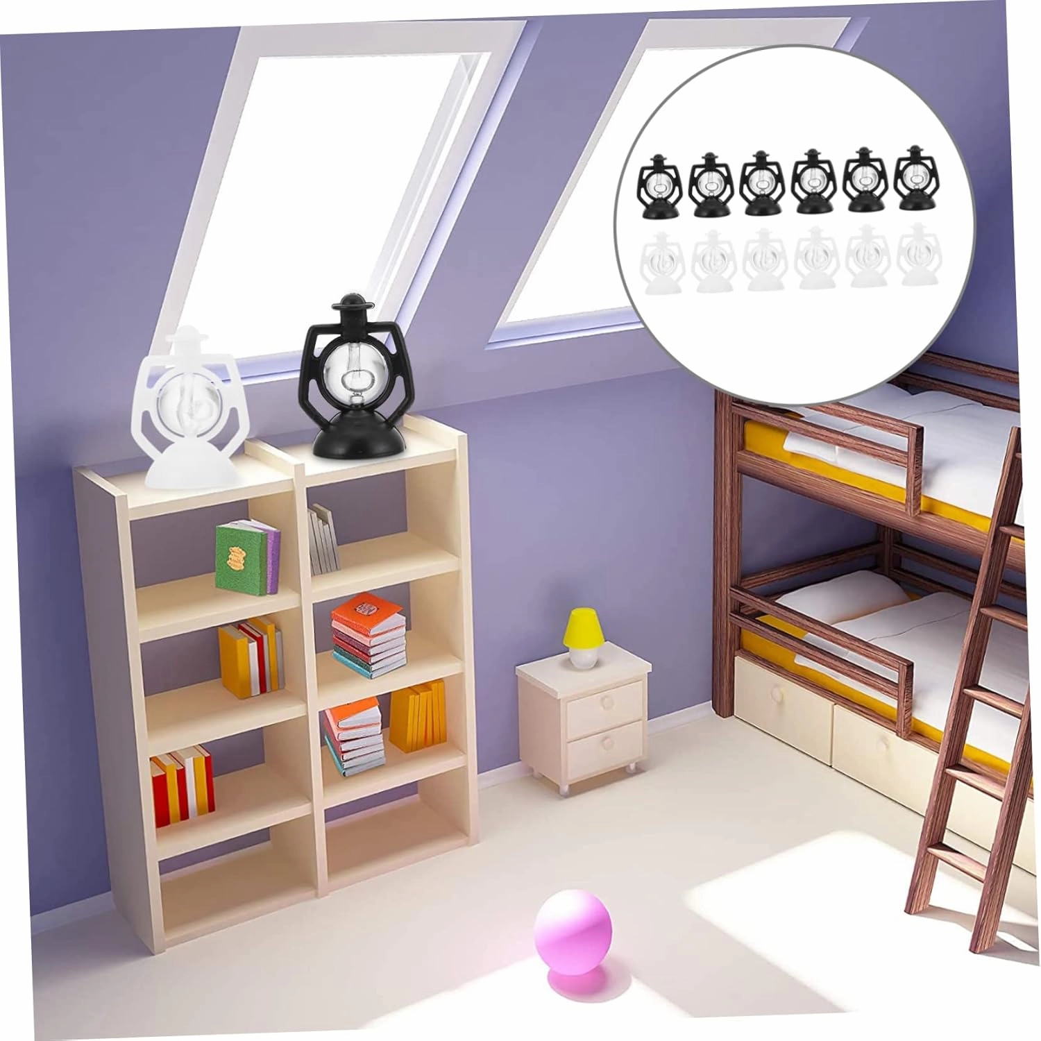 BESPORTBLE 2sets Micro Miniature Lantern Dollhouse Props Small Toy Lantern Mini Kerosene Lamp Toy Dollhouse Retro Photo Props Miniature Models Craftsmanship 12pcs*2