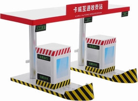 BESPORTBLE Toll Station Playset for Interactive Plastic Traffic Model with Adjustable Barrier Movable Cars for Family Playtime and Early Learning Fun