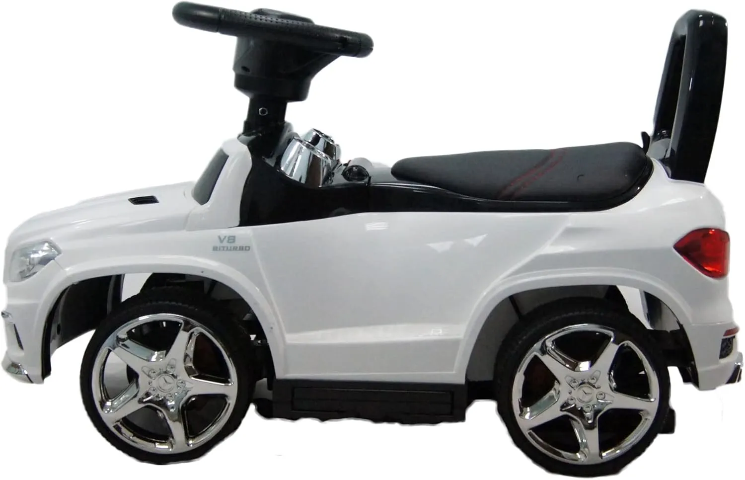 Best Ride-On Cars Baby Toddler 4-in-1 Mercedes Push Car Stroller w/ Led Lights for Ages 1-3, White