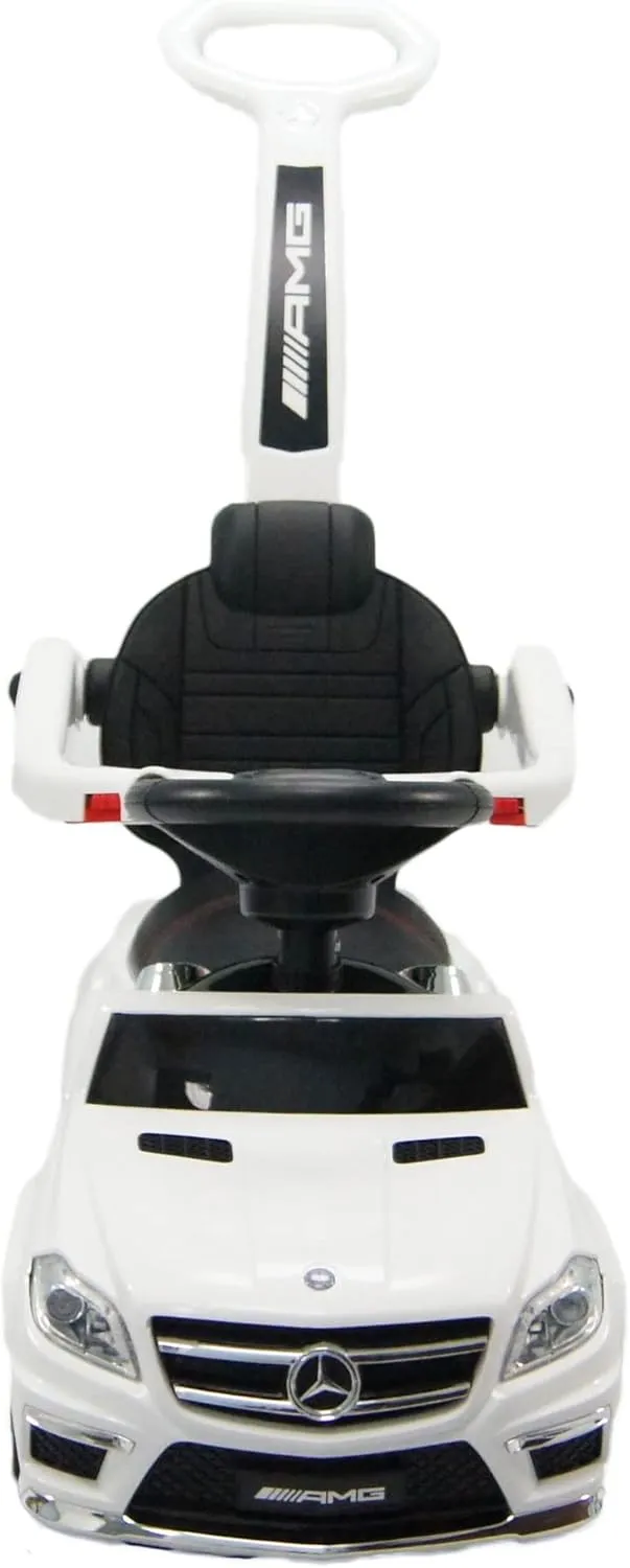 Best Ride-On Cars Baby Toddler 4-in-1 Mercedes Push Car Stroller w/ Led Lights for Ages 1-3, White