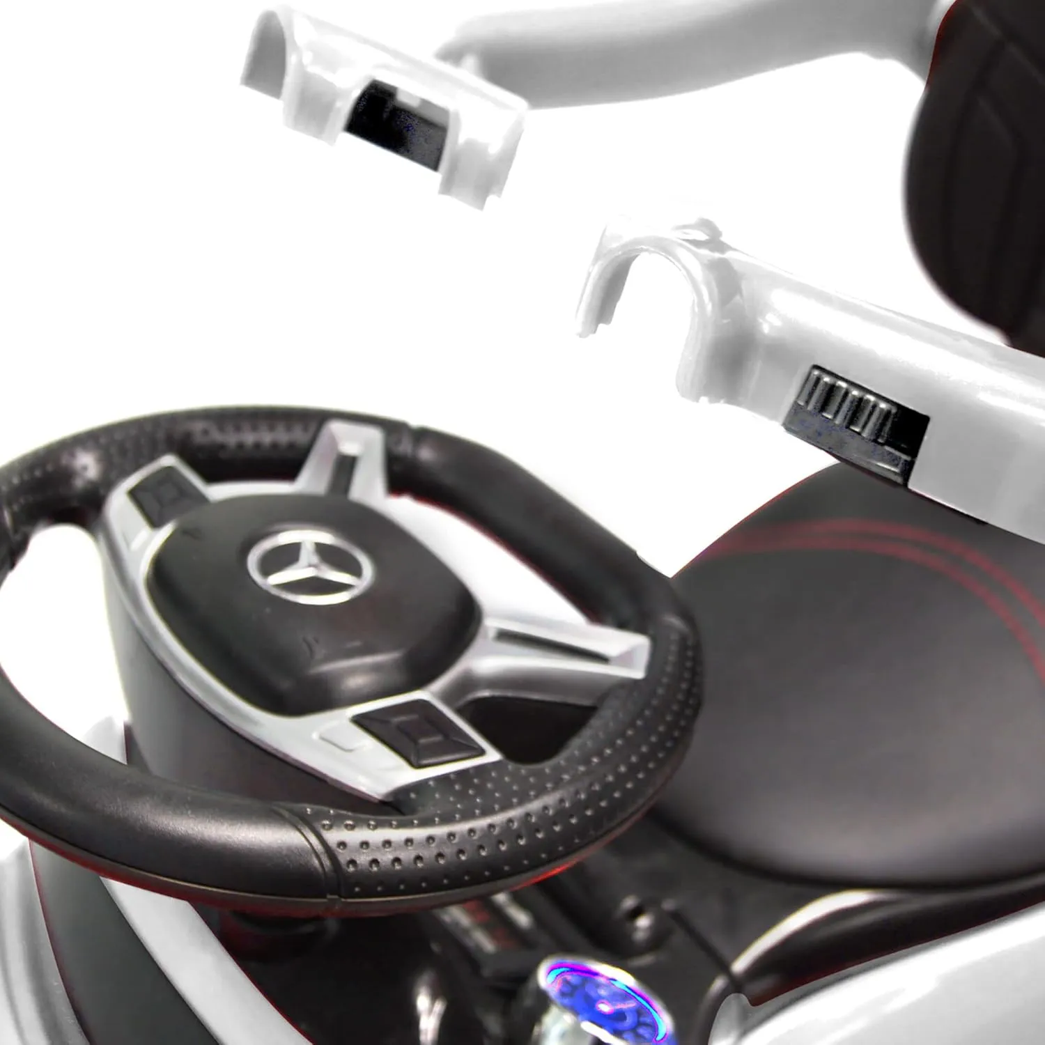 Best Ride-On Cars Baby Toddler 4-in-1 Mercedes Push Car Stroller w/ Led Lights for Ages 1-3, White