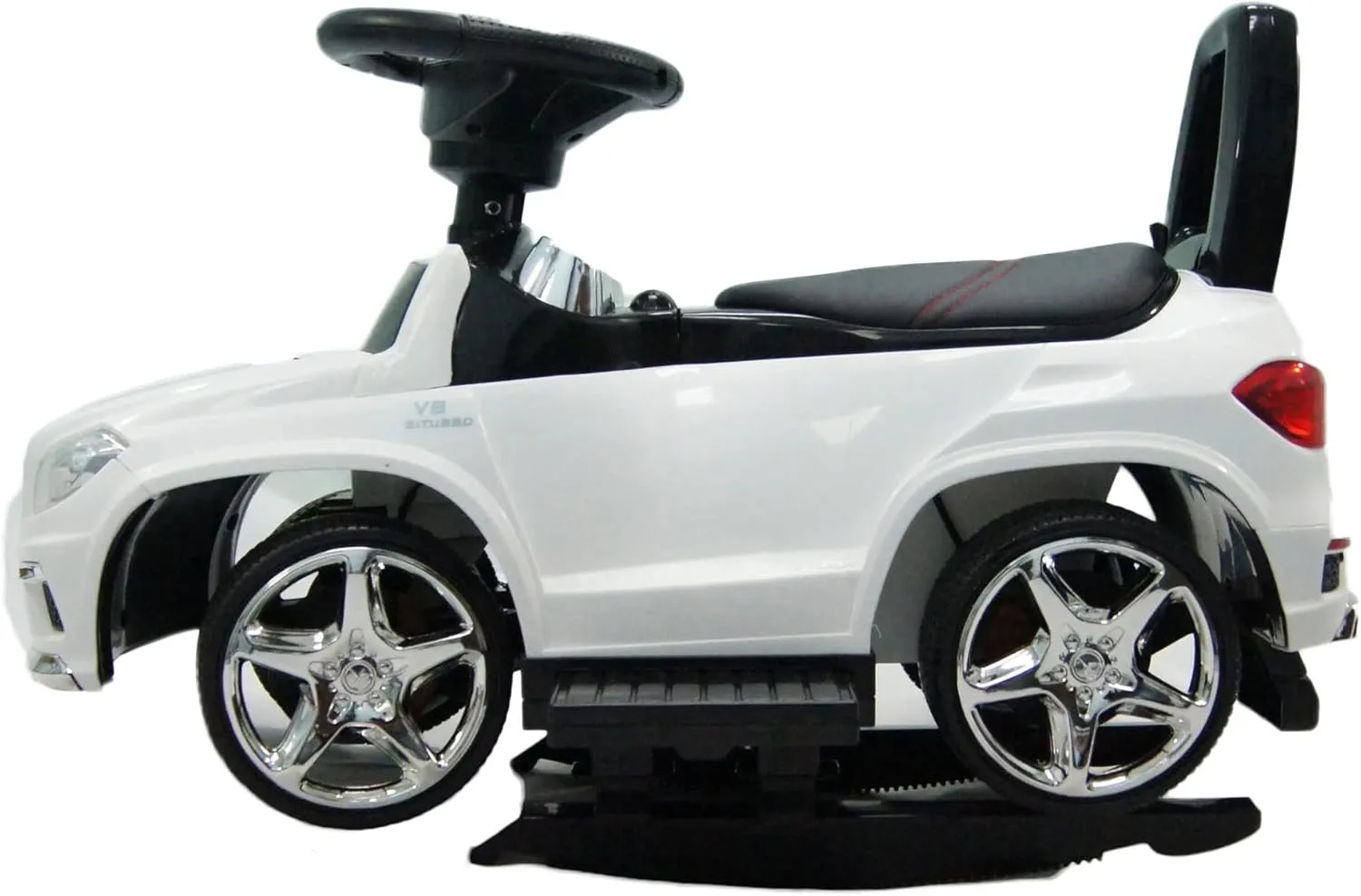 Best Ride-On Cars Baby Toddler 4-in-1 Mercedes Push Car Stroller w/ Led Lights for Ages 1-3, White
