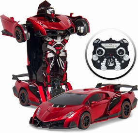 Best Choice Products 1:16 Scale Kids Transforming RC Robot Race Car w/ LED Lights, Red