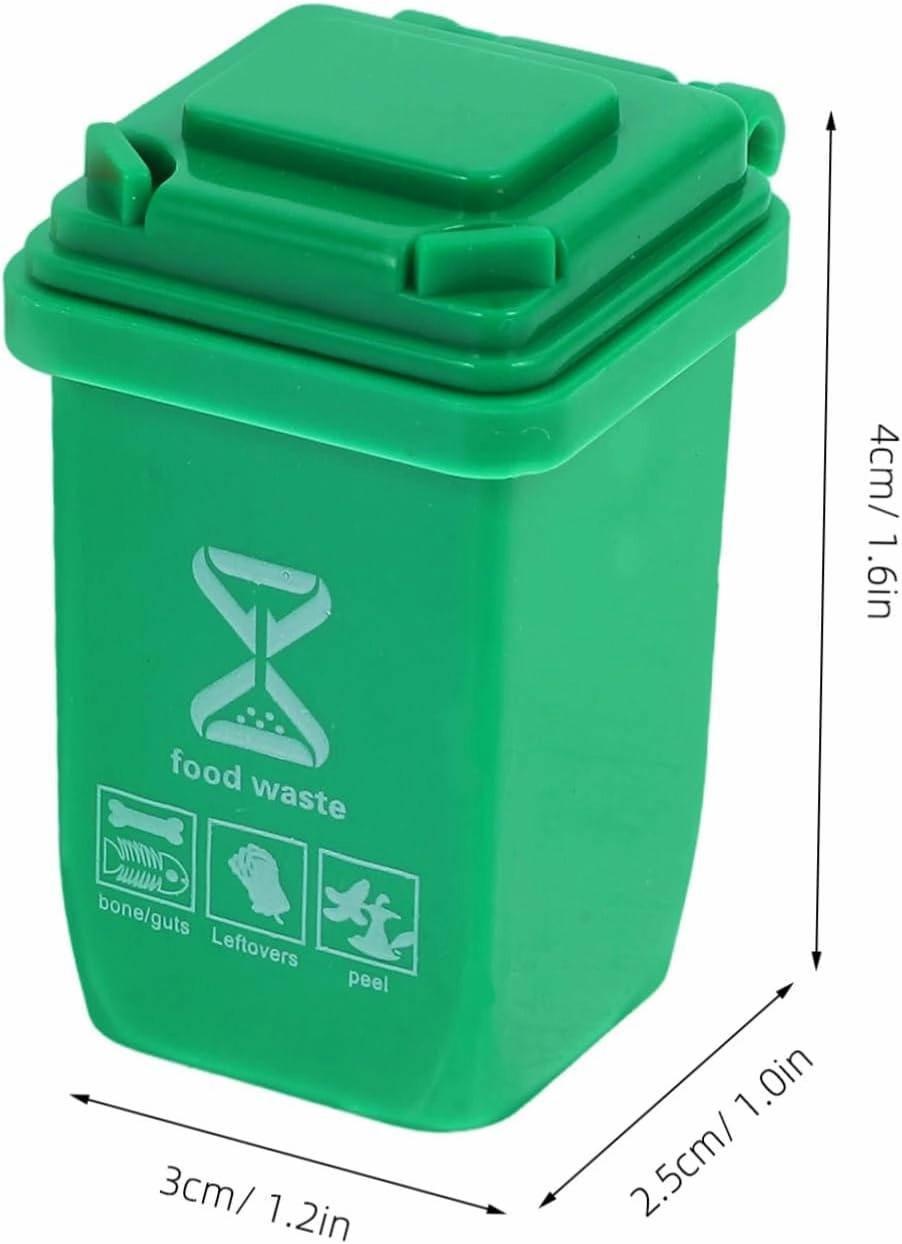 BESTonZON 6sets Miniature Dollhouse Trash Can Mini Trash Can Models for Scene Decoration for Home Decor and Educational Use Cute Design 5pcs*6