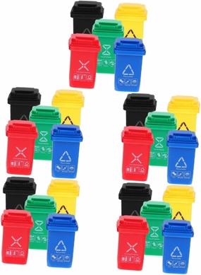 BESTonZON 6sets Miniature Dollhouse Trash Can Mini Trash Can Models for Scene Decoration for Home Decor and Educational Use Cute Design 5pcs*6