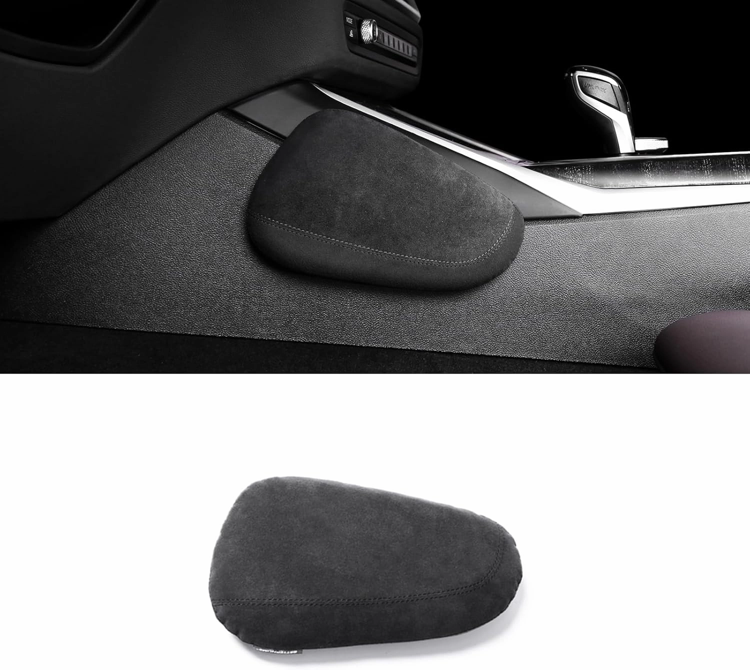 BETTERHUMZ Car Leg Pad Cushion for Alcantara Compatible with BMW 1 2 3 4 5 6 7 Series X1 X2 X3 X4 X5 X6 X7 Center Console Armrest Cushion Accessories (Driver Side)