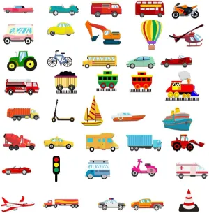 BEUNITONE 40PCS Transportation Felt Board Pieces Large Car Felt Story Board Set Colorful Storytelling Flannel Board Interactive Early Learning Teaching Play Kits for Classroom Christmas Birthday Gift